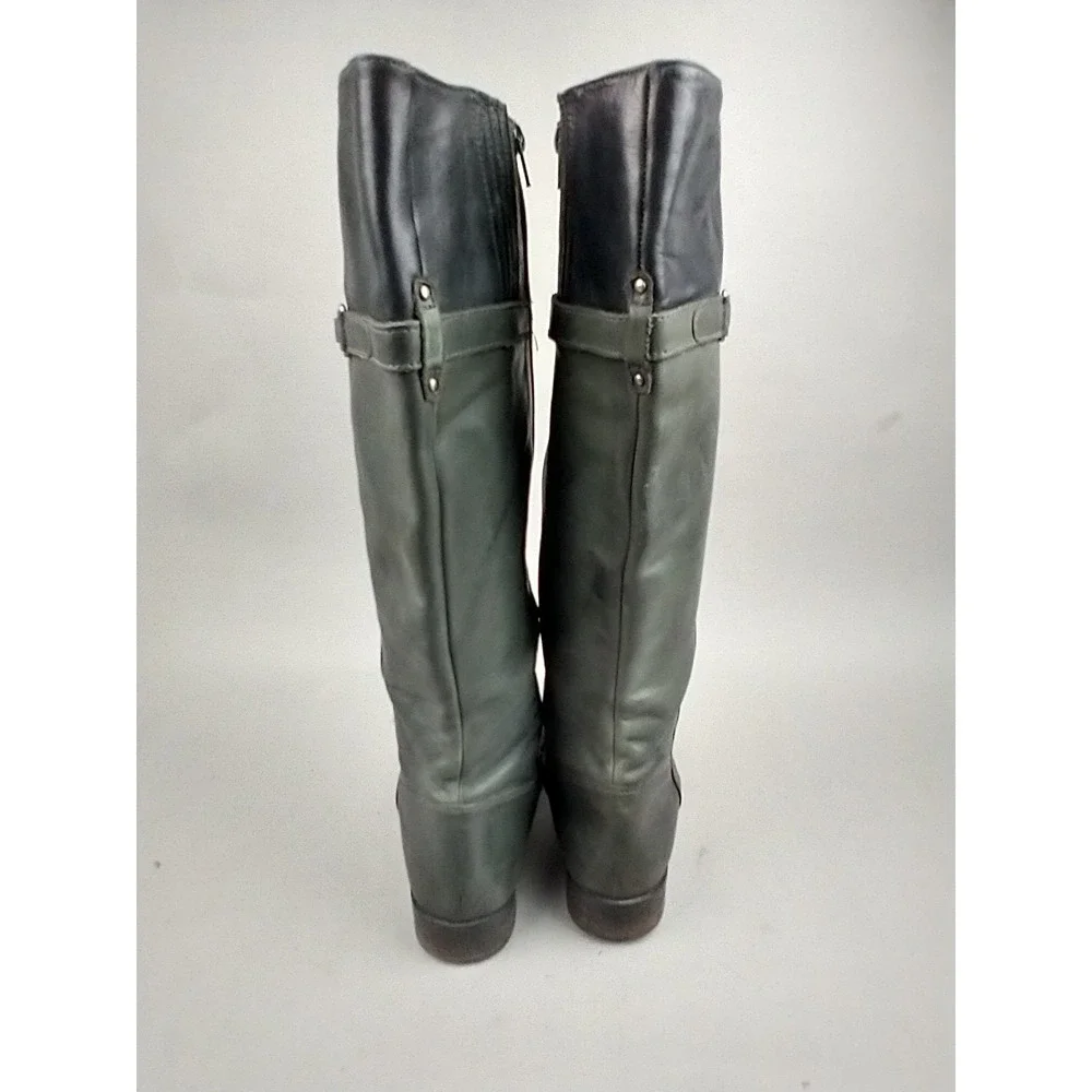 Clarks‎ Pita Topeka Knee High Riding Boots Women's 10 Grey Black Leather